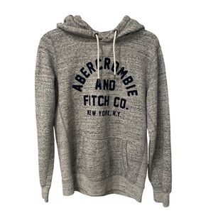 Abercrombie & and Fitch Men’s Hoodie Sweatshirt XS Grey Navy Spell Out Y2K Small